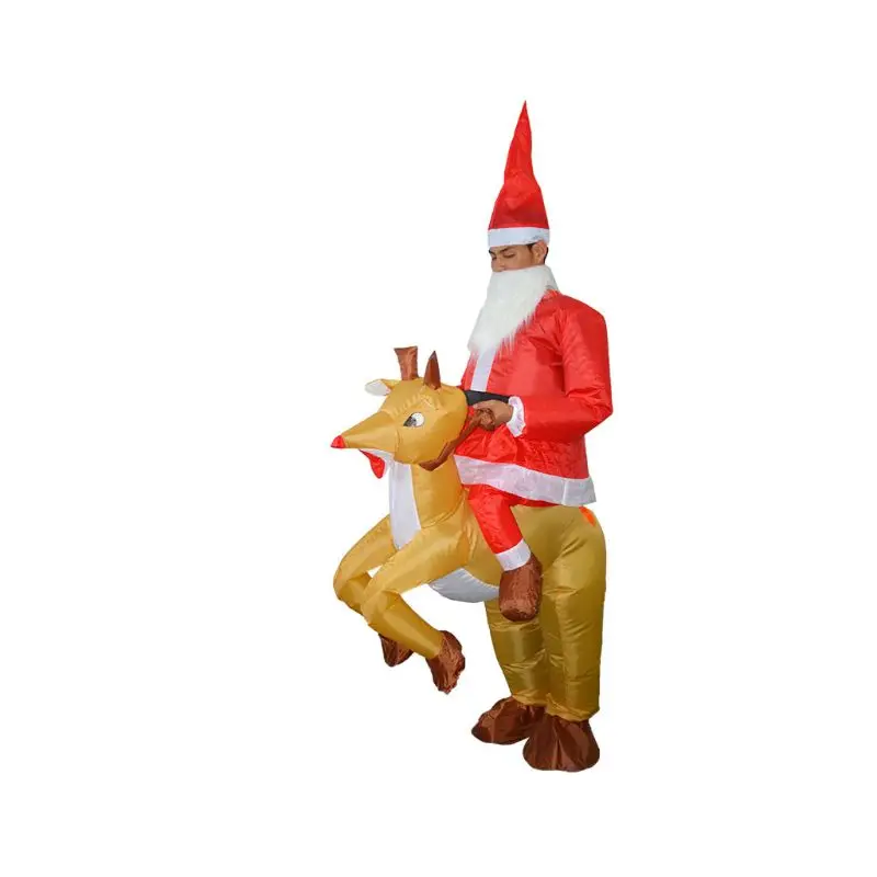 Inflatable Christmas Santa Costume Riding Deer Adult For Role Playing Party Prop
