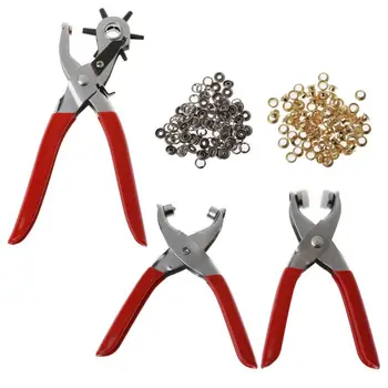 

3Pcs Leather Belt Hole Punch Plier Eyelet and Snap Setting Pliers Hand Puncher Tool Kit Includes 100 Eyelet and 100 Snap