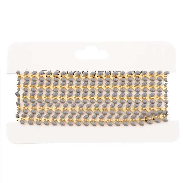 SAUVOO Oil Drop Wheat Shape Link Chains Necklace Gold Copper Chain Design Jewelry Accessories/Jewelry Findings & Components grey