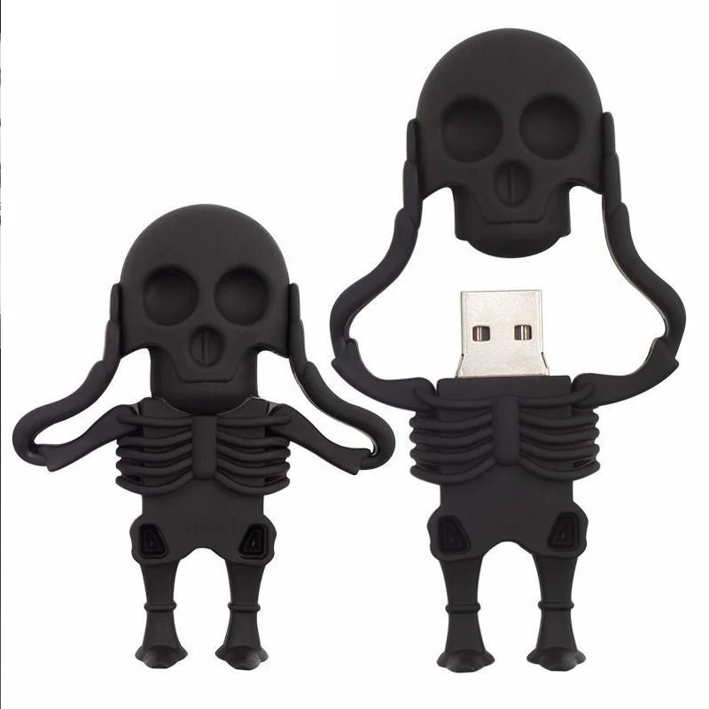Usb флеш-накопитель 128 ГБ, флеш-накопитель 32 ГБ, черный скелет черепа, флешка 16 ГБ 8 ГБ, флеш-карта памяти, 64 ГБ, подарок на Рождество, Хэллоуин