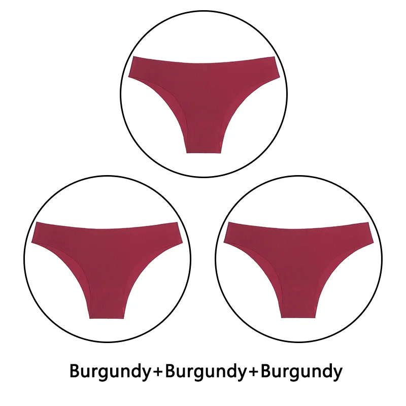 Burgundy X 3 3 шт. однотонные Мягкие Бесшовные трусы женские сексуальные трусики с низкой посадкой Ультра тонкое удобное нижнее белье женское нижнее белье XS-L трусы европейского размера - Цвет: Burgundy X 3