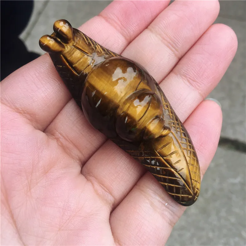 Natural yellow tiger eye stone cute snail Pure hand carving pendant tiger eye stone crystal jewelry gift 1pcs