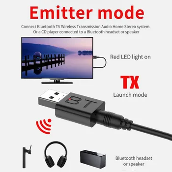 

VOBERRY Wireless Home Audio Adapter 3.5mm Wireless Bluetooth 5.0 + EDR USB AUX Audio Music Receiver Adapter