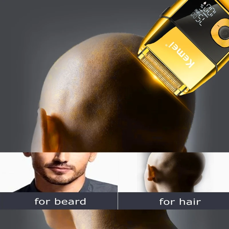 Electric Shaver Original Metal Housing Barber Pro Beard Hair For Men Rechargeable Bald Head Shaving Machine Set