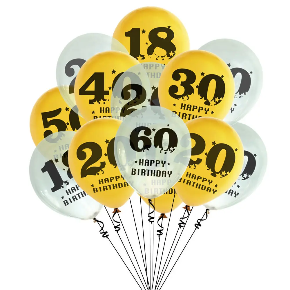 12inch Gold Latex Balloons 18 20 30 40 50 60 Years Kids Adults Birthday Decorations Anniversaire Wedding Ballons Party Supplies | Дом и сад