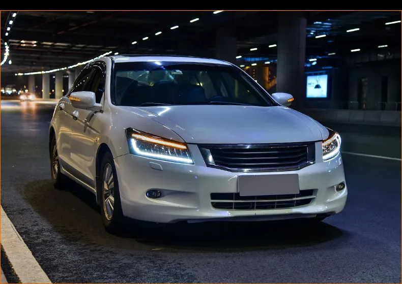 Тюнинговые Автомобильные фары чехол для Honda Accord G8 2008-2013 фары Полный СВЕТОДИОДНЫЙ DRL ходовые огни биксеноновый луч динамический сигнал