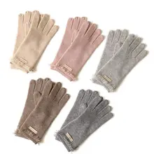 Jolmo Lander вязаные перчатки из чистого кашемира женские зимние теплые перчатки с чувствительным сенсорным экраном
