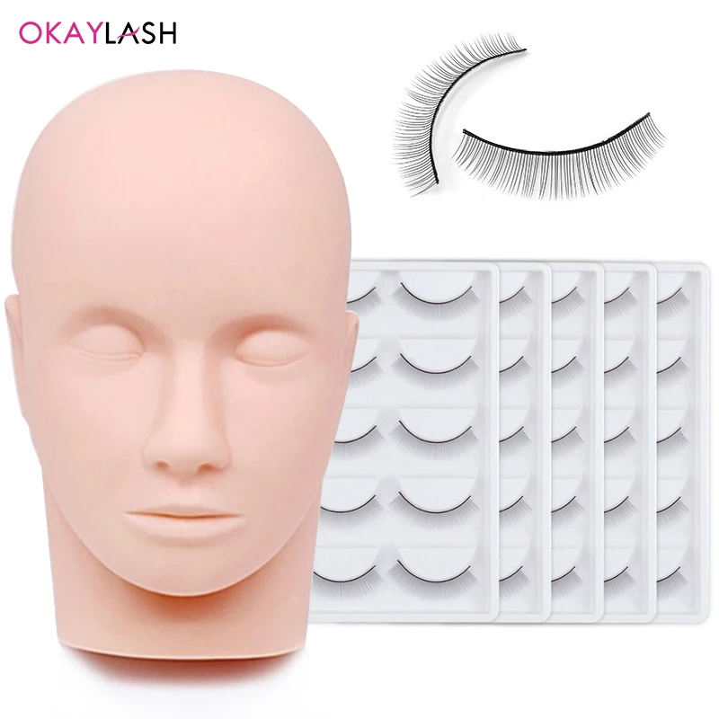 Eyelash Extension Silicone  Practice Model Rubber Fake Face Mannequin Head for Beauty Makeup Traning Tools Kit