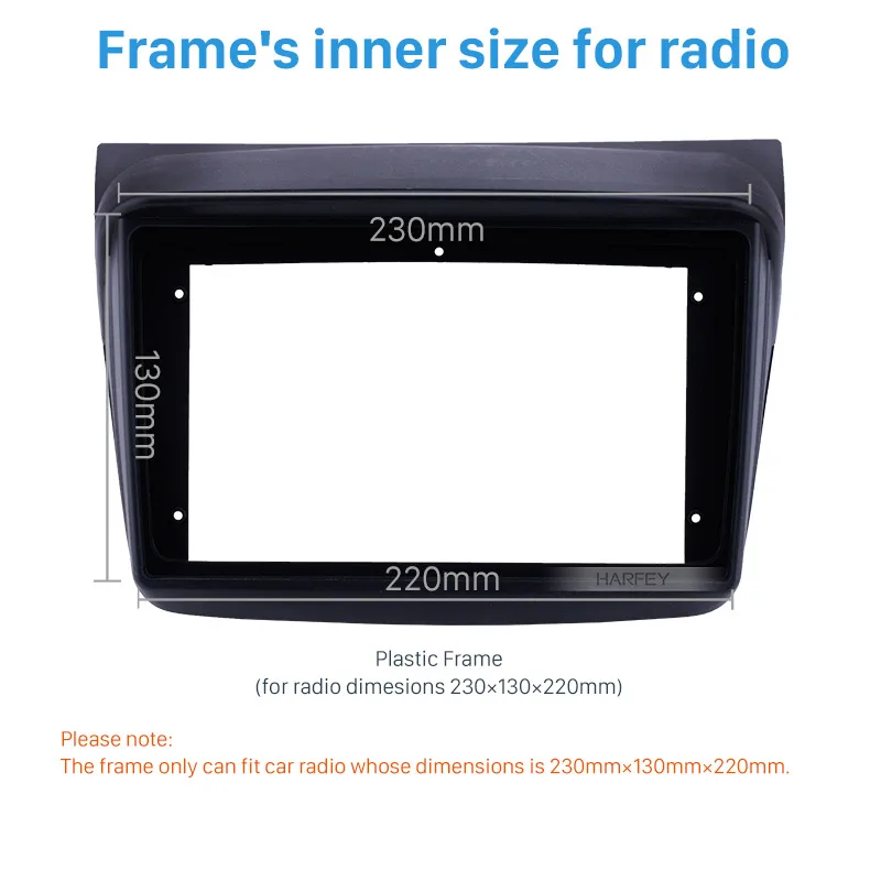 Harfey 9 inch Car Radio Frame for MITSUBISHI PAJERO SPORT Fascia Frame Panel in Dash Trim Installation Mount Kit 2din
