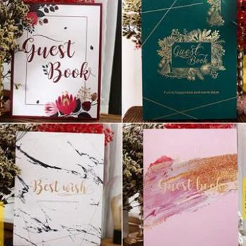 

High-end Solid Color Guestbook Marble Bronzing Letter Wedding Party Activity Bookkeeping Cardboard Paper Signature Guest Books