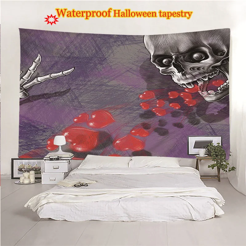 New Custom Tapestry Horror Halloween Decoration Sugar Skull Pumpkin Tapestry Waterproof Multi-function Blankets Carpet Yoga Mat
