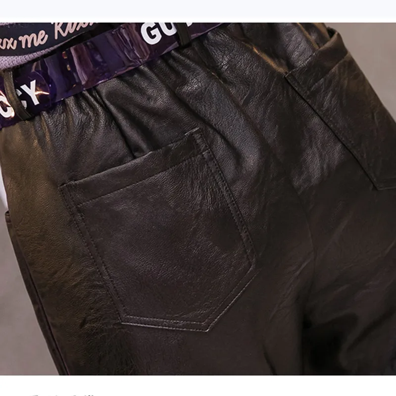JUJULAND женские брюки из искусственной кожи классические черные теплые высококачественные прямые брюки из искусственной кожи зимние стильные брюки 1307