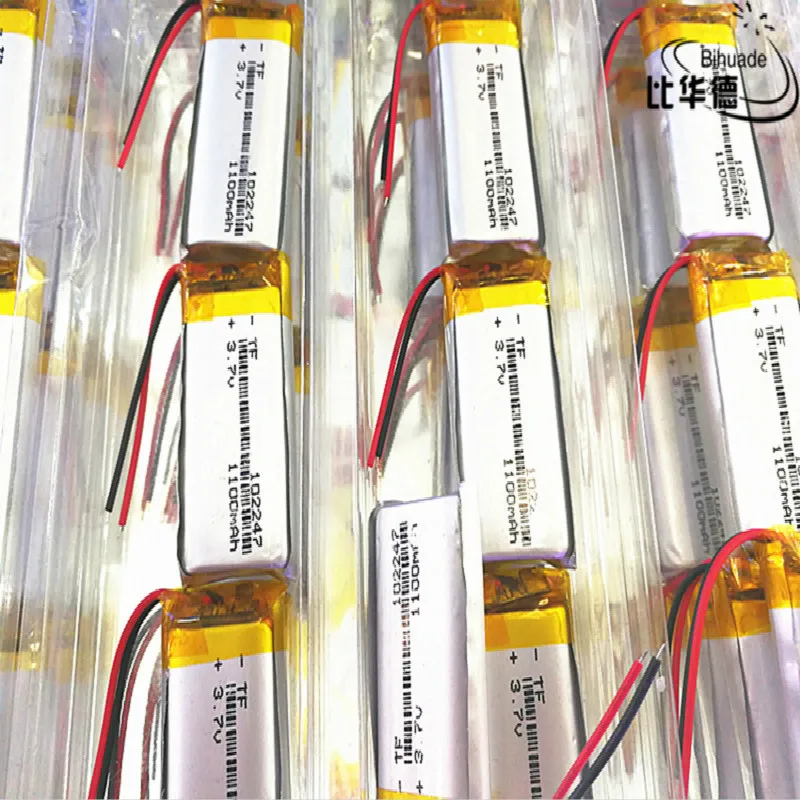 

10pcs/lot 3.7V 1100mAh 102247 Lithium Polymer LiPo Rechargeable Battery ion cells For Mp3 Mp4 Mp5 DIY PAD DVD