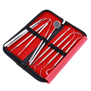 

9Pcs Stainless Steel Dental Mirror Dental Tool Set With Bag Mouth Mirror Kit Instrument Oral Care Dentist Prepare Tool