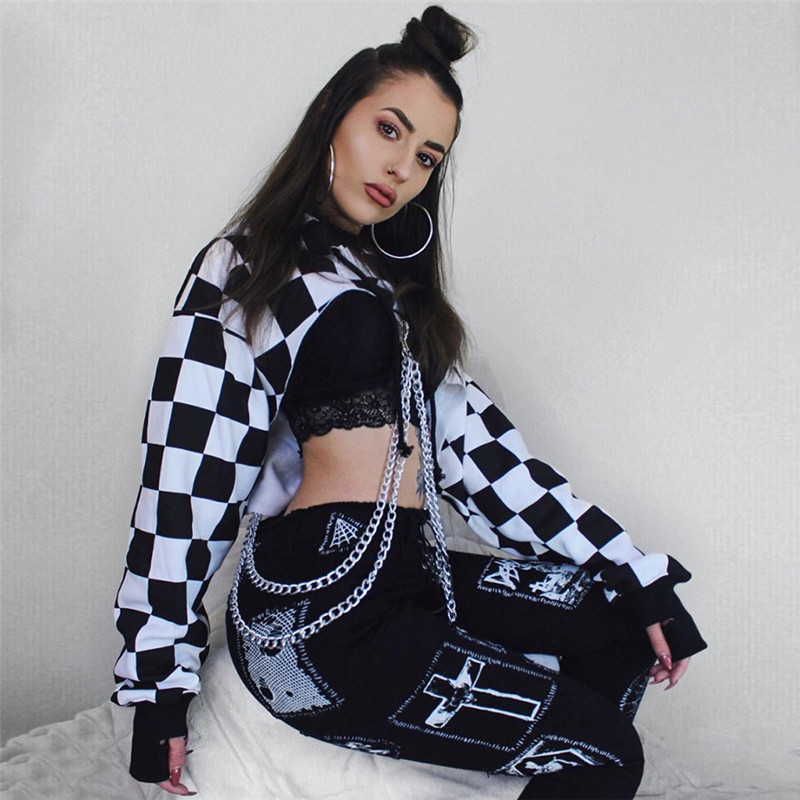 Cropped Printed Hoodie