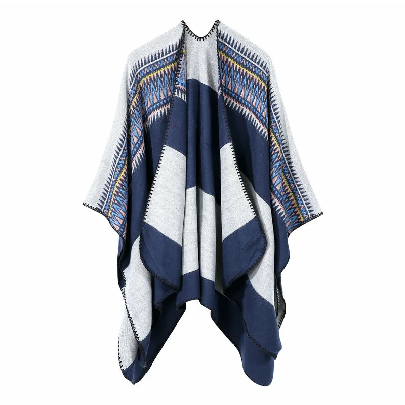 Export Women's Small Triangle Mixed Colors Large Width Article Faux Cashmere Slit European And American Streets Shawl