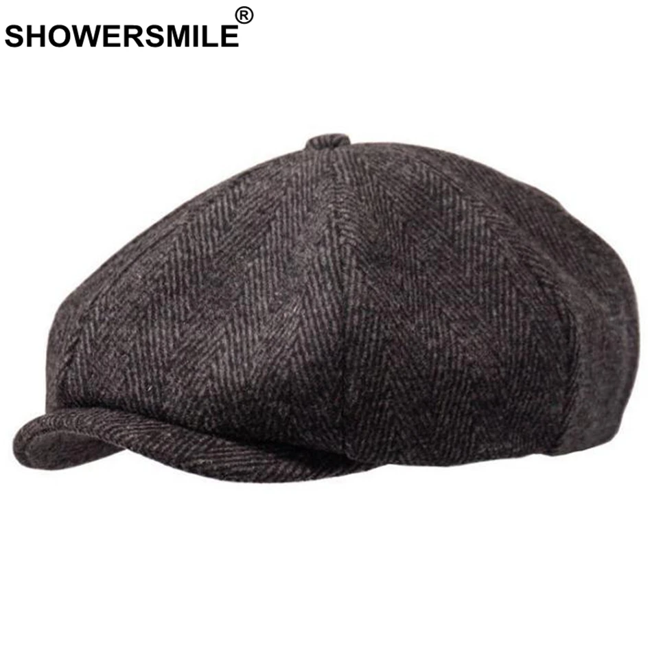 Бренд SHOWERSMILE, Шерстяная кепка Newsboy s, мужская серая кепка в елочку, плоская кепка s, женская кепка кофейного цвета в британском стиле Гэтсби, осенне-зимние шерстяные шляпы - Цвет: Coffee Hat
