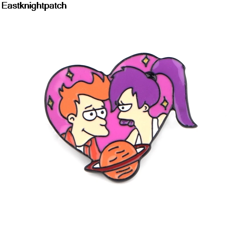 12 шт./лот Futurama булавка в форме сердца для рубашек, одежды, рюкзаков, броши для обуви, diy украшения для пар, ювелирные изделия, принадлежности для рукоделия E0877