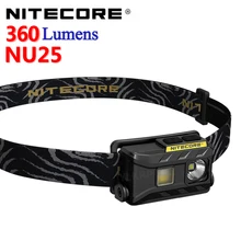 Nitecore nu25 360 lumens, featherweight três-fonte de luz farol recarregável com bateria embutida e cabo de carregamento