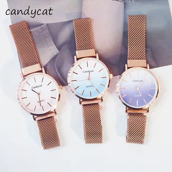

CandyCat Watch Female Student Simple Fashion Magnet Ladies' Watch Fashion Cherry Blossom Powder Jewelry Wrist Decoration