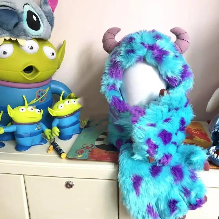 Монстры Sulley Салли Университет Кепки плисовая шляпа шарф с перчатками для