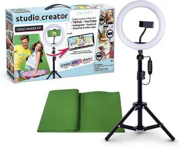 

8" LED Ring Light with Stand Green Background Cloth Photographic Ring Lamp DIY Studio Creator Video Maker Green Screen Kit