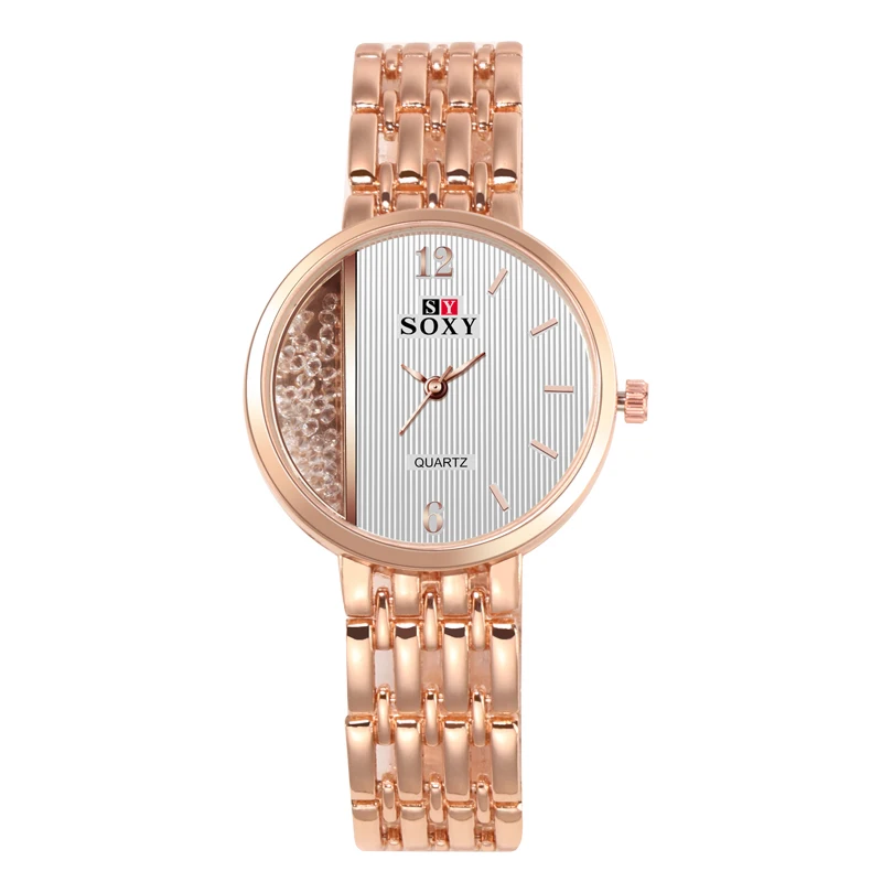 rose gold SOXY, роскошные женские часы из розового золота, женские часы, уникальный дизайн, женские кварцевые часы, женские часы - Цвет: rose gold