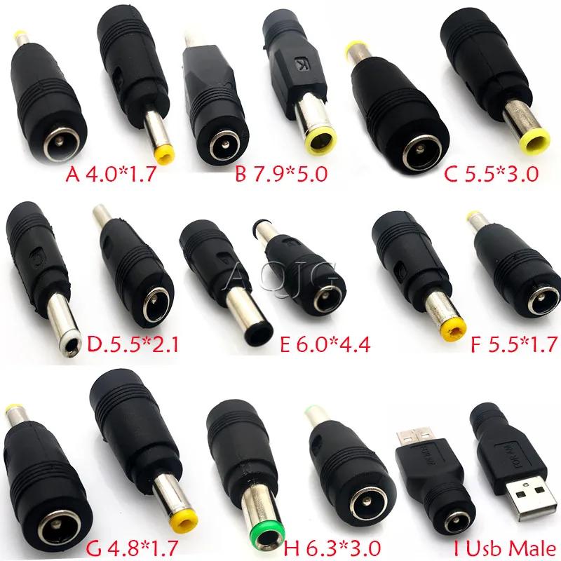 1 Uds común de alimentación DC macho a hembra 6,5*4,4/4.0X1 7/3,0*1,1/5,5*2,5/usb a 5,5*2,1 convertidor de enchufe portátil adaptador de conector
