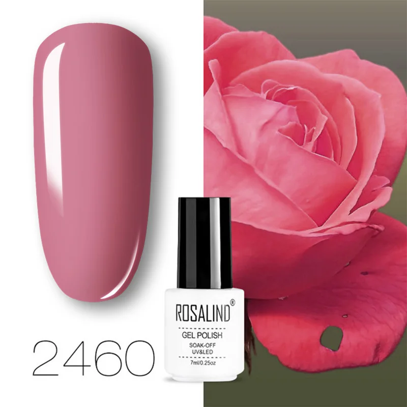 2460 ROSALIND Гель-лак для ногтей Набор для маникюра полуперманентный Гибридный базовый верхний слой Ослепительная блестящая Гель-лак - Цвет: 2460