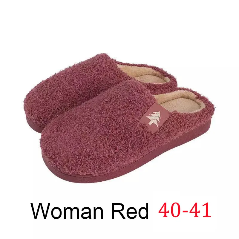red 40-41 Xiaomi Mijia Top Shu/Нескользящие зимние тапочки; домашние мужские и женские теплые тапочки; хлопковые комнатные женские тапочки; плюшевые Тапочки - Цвет: red 40-41