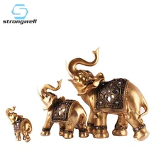 Strongwell золото Будда статуя слона украшение, статуэтка декоративные изделия из смолы для удача богатство домашний офис Декор подарки на удачу