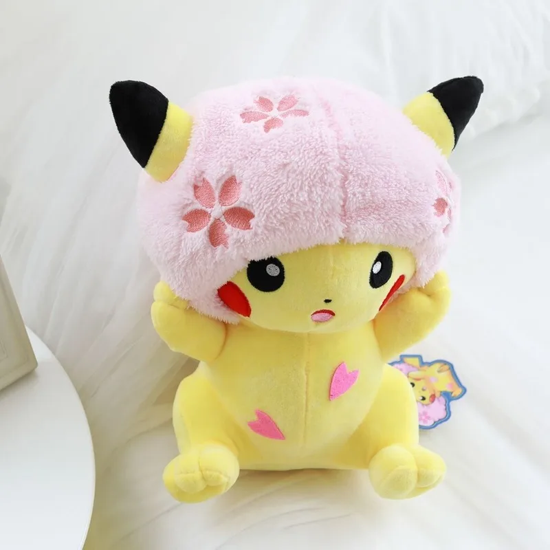 Takara Tomy Pokemon Cherry Blossoms Pikachu Plush Toy  Doll Stuffed Kawaii Gift for Girl Friend Hobby Collection