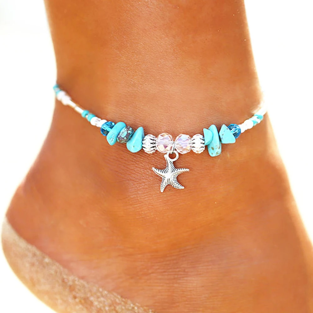 SUMENG Bohemian Vintage Shell Beads Starfish Sea Turtle Anklets New Multi Layer Anklet Leg Bracelet Handmade Jewelry For Women - Image 5