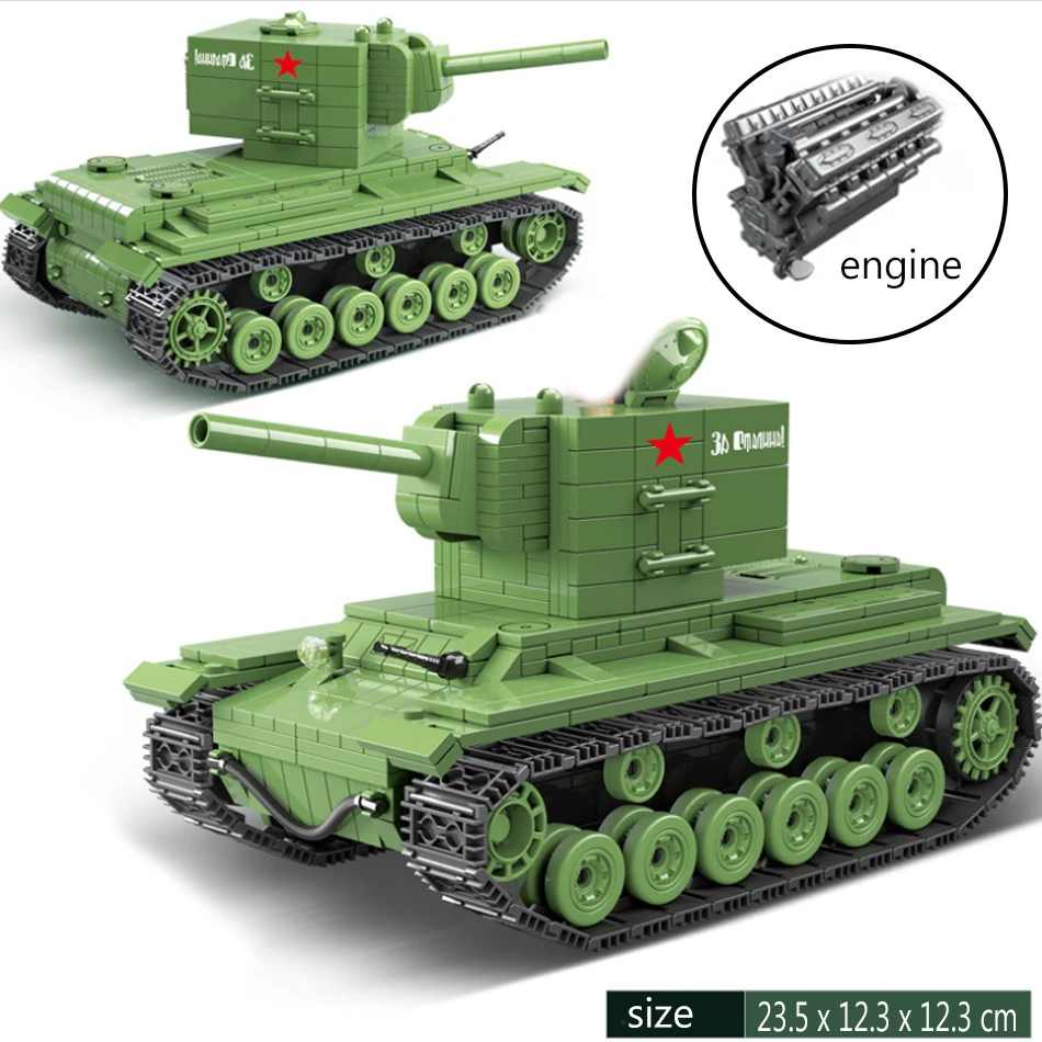 

818PCS WW2 Soviet KV-2 German IV Heavy Tank Soldier Weapon Compatible legoed Military World War 2 Vehicles Building Blocks Toys