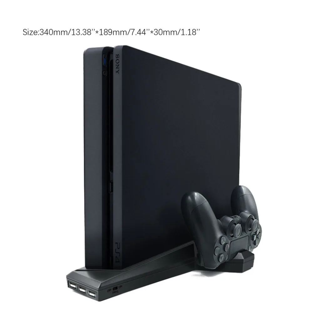 Для PS4/PS4 ТОНКАЯ вертикальная подставка с охлаждающим вентилятором двойной контроллер зарядное устройство зарядная станция для SONY Playstation 4 кулер