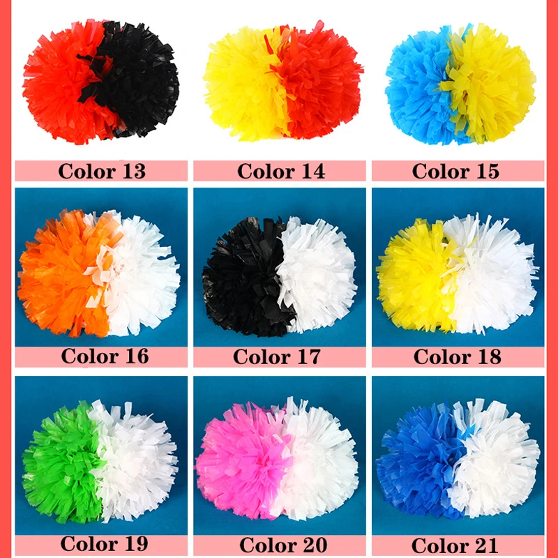 2pcs colorfast no fading cheerleader pom poms cheerleading pompoms Cheering pompom Flower Took Ball Bouquet Plastic Handles