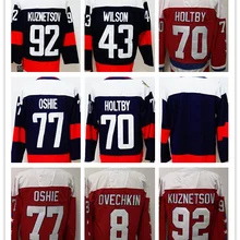 Все сшитые мужские трикотажные изделия TJ Oshie ALEKSANDER Ovechkin Tom Braden Holtby Nicklas Backstrom Evgeny Kuznetsov