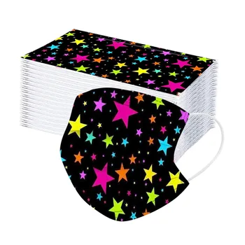 

10/50pc Disposable Adult Masks Tie-dye Gradient Star Printed Three-layer Dust-proof Mask Outdoor Breathable Masks Protection