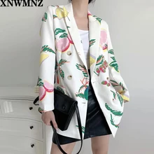 Aliexpress - XNWMNZ Za Blazer Women 2020 Fashion Double Breasted Fruit Print Blazer Coat Vintage Long Sleeve Female Outerwear Chic Tops
