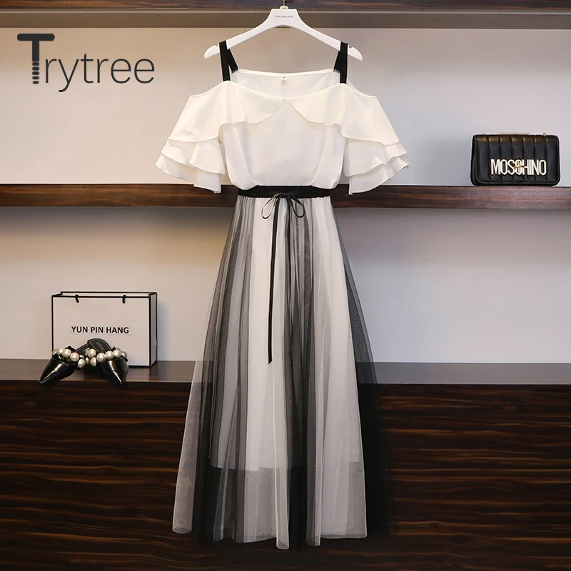 Летний женский комплект из двух предметов Trytree 2020 повседневный свободный