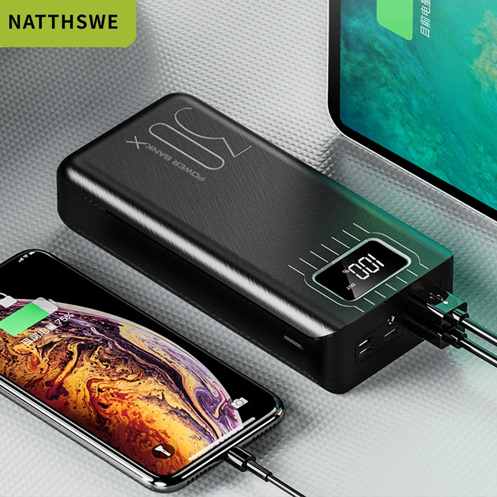 Портативный внешний аккумулятор NATTHSWE 30000 мА/ч для всех смартфонов Xiaomi, внешний аккумулятор, быстрая зарядка, внешний аккумулятор