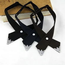 Крестообразные галстуки-бабочки для мужчин и женщин, одноцветные деловые повседневные крестообразные Галстуки, официальные мужские свадебные галстуки-бабочки с металлическим воротником