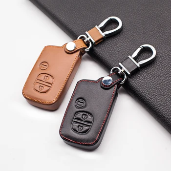 

Genuine Leather Car Key Case Cover For Toyota Land Cruiser Prado 150 Camry Prius Crown For Subaru Foreste XV Keychain Holder