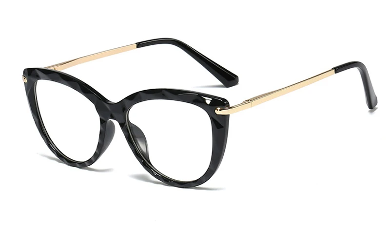 black with clear Peekaboo tr90, женские очки по рецепту, женские, кошачий глаз, половина металла, золотые, черные, прозрачные очки, Женская оправа, прозрачные линзы - Цвет оправы: black with clear