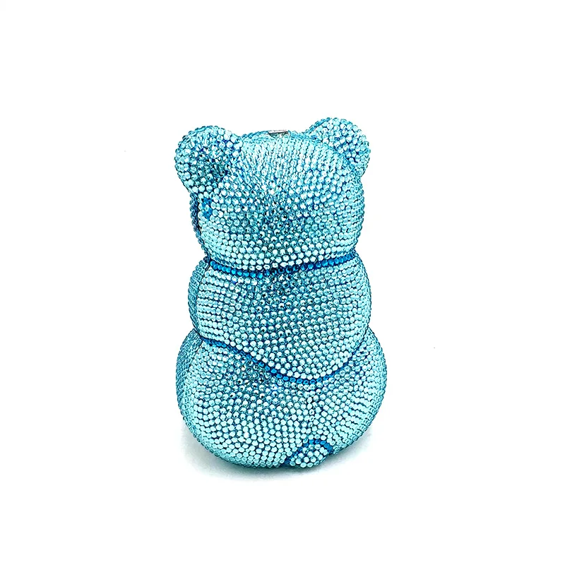 Bridal wedding party women evening party bag animal cute lovely Teddy bear top quality clutches elegant classical crystal purses women evening bag