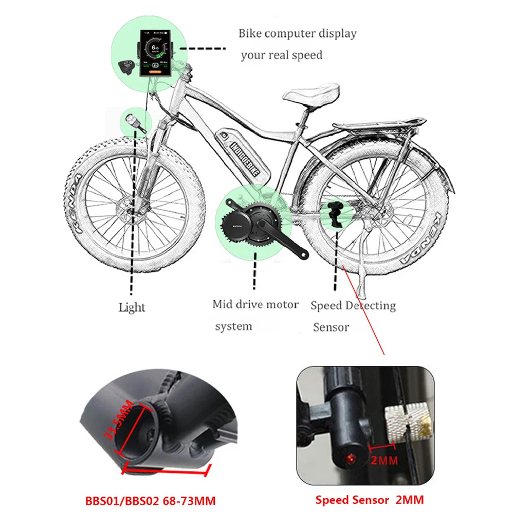 Mid Drive Motor Kits ebike for Adult Bike Mountain Bike Road Bike Electric Bike Kits BBS02B 48V 750W Electric Bike DIY Conversion Motor Kit with LCD Display&Battery Optional