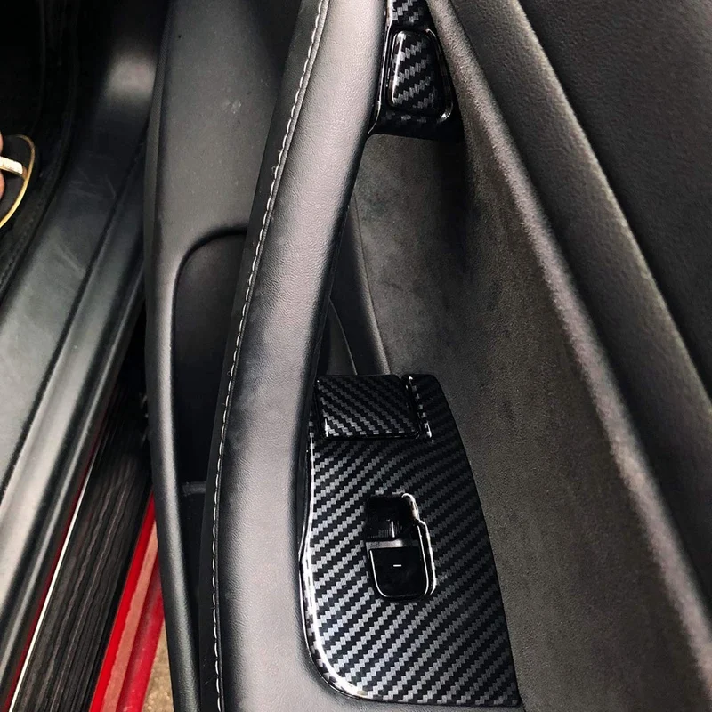  14Pcs Car Inner Door Armrest Window Lift Button Cover Trim Kit for Tesla Model 3 2018 2019 Window L