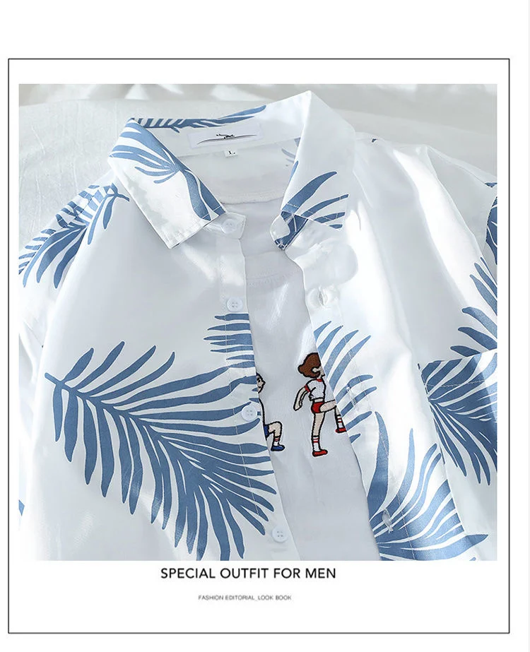 WXWJSHMGC Chemise à manches courtes pour homme avec imprimé vague pour