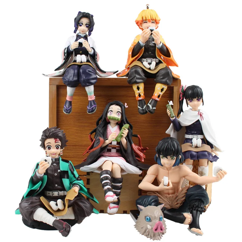 Фигурка аниме Kamado Tanjirou/Agatsuma Zenitsu/Hashibira Inosuke/Tsuyuri Kanao Seated Ver Игрушечная модель из ПВХ