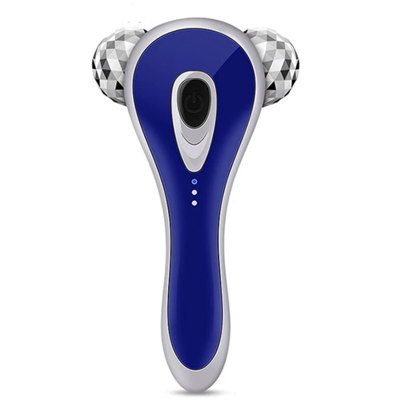 Blue Микротоковый 3D роликовый массаж V-Face лифтинг массажер для лица красота шеи - Цвет: Blue